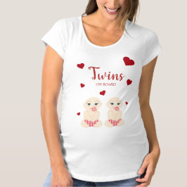 Twins On Board Quote with Netz Hearts Design T-Shirt