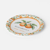 Twins Orange Baby Shower Pappteller (Schrägansicht)