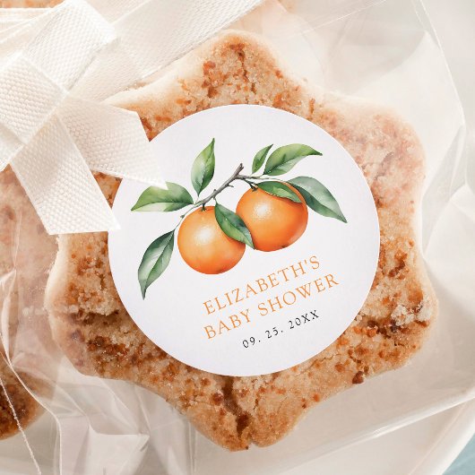 Twins Orange Baby Shower Runder Aufkleber