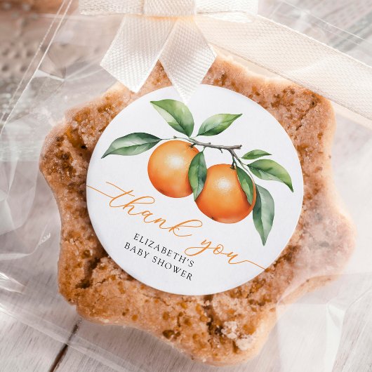 Twins Orange Baby Shower Vielen Dank Runder Aufkleber