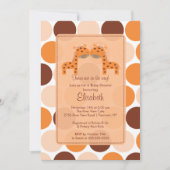 Twins Orange Giraffe Babydusche Einladung (Vorderseite)