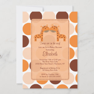 Twins Orange Giraffe Babydusche Einladung