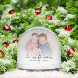 Twins Our First Christmas 2 Photos Script Baby Schneekugeln