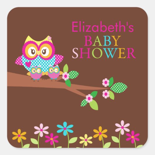 Twins Owl Vielen Dank Baby Dusche Square Sticker (Vorderseite)