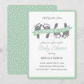 Twins Paare Dusche Green Gray Baby Dusche Einladung (Vorne/Hinten)