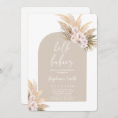 Twins Pampas Grass Baby Shower Einladung (Vorne/Hinten)