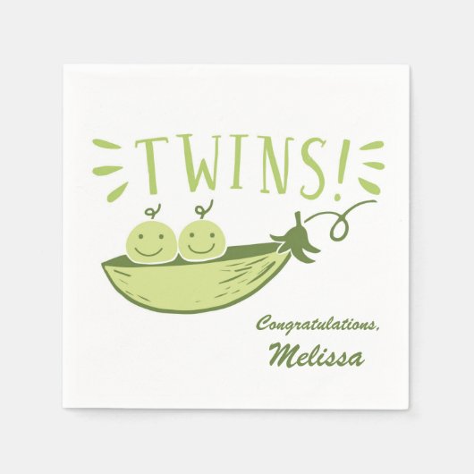 Twins Peas in einer Pod Baby-Dusche Napkin Serviette (Vorderseite)