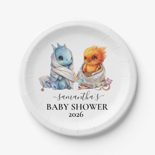 Twins Phoenix Dragon Fantasy Magie Pappteller (Vorderseite)