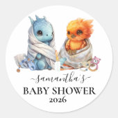 Twins Phoenix Dragon Fantasy Magie Runder Aufkleber (Vorderseite)