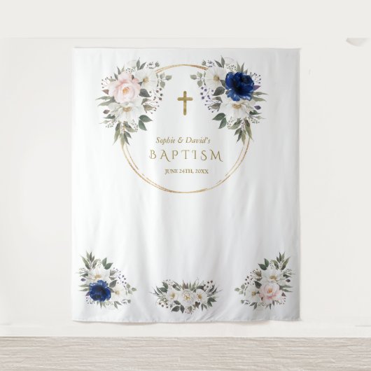 Twins Pink Blauer Taufen Gold Foto Prop Wandteppich (Vorderseite)