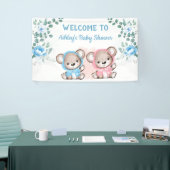 Twins Pink Blue Bear Floral Custom Baby Dusche Banner (Messeveranstaltung)