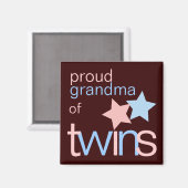 Twins Pink Blue Brown Proud Oma Magnet (Vorderseite/Rückseite)
