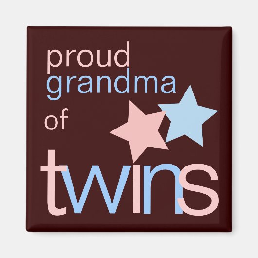 Twins Pink Blue Brown Proud Oma Magnet (Vorne)