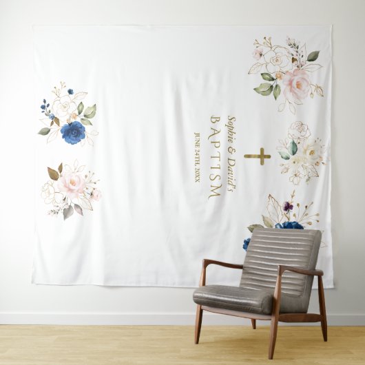 Twins Pink Blush Blume Taufen Foto Prop Wandteppich (Beispiel (Horizontal))