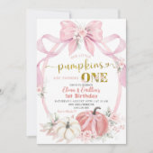 Twins Pink Bow Coquette Little Pumpkins Geburtstag Einladung (Vorderseite)