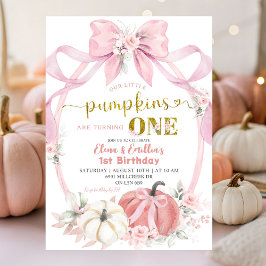 Twins Pink Bow Coquette Little Pumpkins Geburtstag Einladung