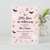 Twins Pink Little Boo Halloween Baby Shower Einladung (Stehend Vorderseite)
