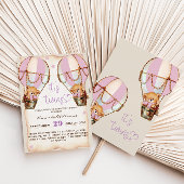 Twins Pink Teddy Bear Hot Air Ballon Babydusche Einladung