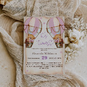 Twins Pink Teddy Bear Hot Air Ballon Babydusche Einladung