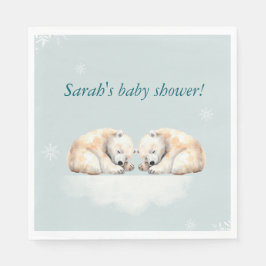 Twins Polar Bear Babydusche Napkins Serviette