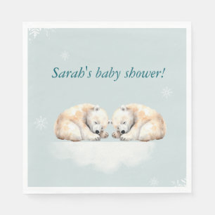 Twins Polar Bear Babydusche Napkins Serviette