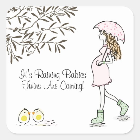 Twins Pregnancy Ankündigung Quadratischer Aufkleber (Vorderseite)