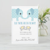 Twins Pregnancy Announcement Whimsical Elephants Ankündigung (Stehend Vorderseite)