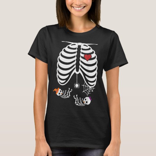 Twins Pregnancy Halloween Pregnancy Announcement P T-Shirt (Vorderseite)