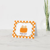 Twins Pumpkin Vielen Dank Note Card Girl Boy Dankeskarte (Vorderseite)