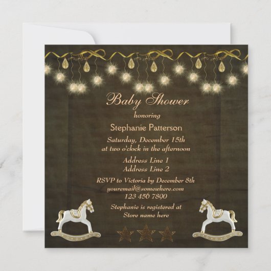 Twins Rocking Pferde Neutrale Weihnachtsdusche Einladung (Rückseite)