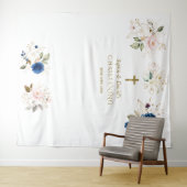 Twins Rosa Blush Bloral Christening Foto Prop Wandteppich (Beispiel (Horizontal))