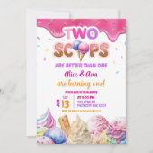 Twins Rosa Eiscreme Mädchen Geburtstag Einladung (Vorderseite)