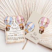 Twins Rustikale Bärenjunge & Girl Pink Blue Baby D Einladung