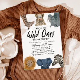 Twins Safari Baby Dusche zwei kleine wilde Tiere Einladung