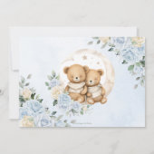Twins Schlafbären Moon Blue Floral Baby Dusche Save The Date (Rückseite)