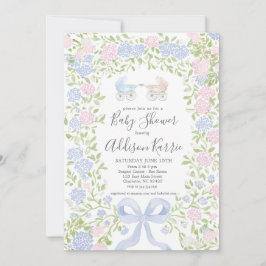 Twins shower, baby carriage shower invitation einladung