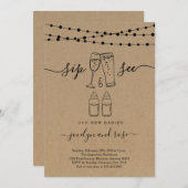 Twins Sip & See Bubbles & Brews Einladung (Vorne/Hinten)