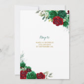 Twins Sisters Hunter Green Rote Rose Quinceañera Einladung (Rückseite)