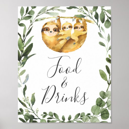 Twins Sloth Baby Dusche Unterschrift Poster (Vorne)