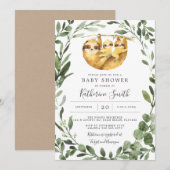 Twins Sloth Baby Shower Einladung (Vorne/Hinten)