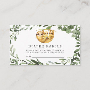 Twins Sloth Diaper Raffle Babyduschkarte Begleitkarte