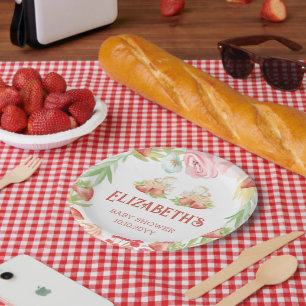 Twins Strawberry Berry Sweet Baby Shower Pappteller