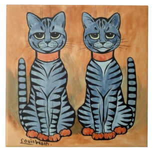 “Twins” Striped Cats by Louis Wain Fliese