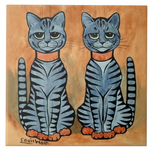 “Twins” Striped Cats by Louis Wain Fliese (Vorderseite)