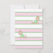 Twins Striped Pink Green Baby Dusche Einladung (Rückseite)