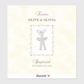 Twins Taufe auf gelben 2 Kreuzen Personalisiert Aufkleber (Blatt)