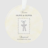 Twins Taufe auf gelben 2 Kreuzen Personalisiert Ornament (Vorderseite)