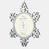 Twins Taufe auf gelben 2 Kreuzen Personalisiert Schneeflocken Zinn-Ornament (Rechts)