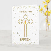 Twins Taufe Gold Cross Karte (Gelbe Blume)