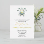 Twins Taufen Einladungen Sage Green Wappen (Stehend vorne)